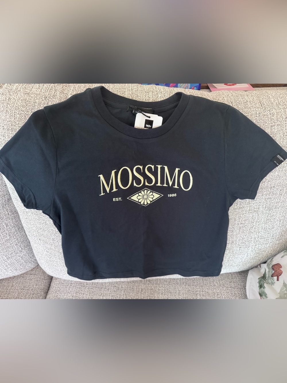 NWT Mossimo Crop Top with Cream Embroidered Logo